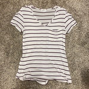 white & maroon stripped dress shirt